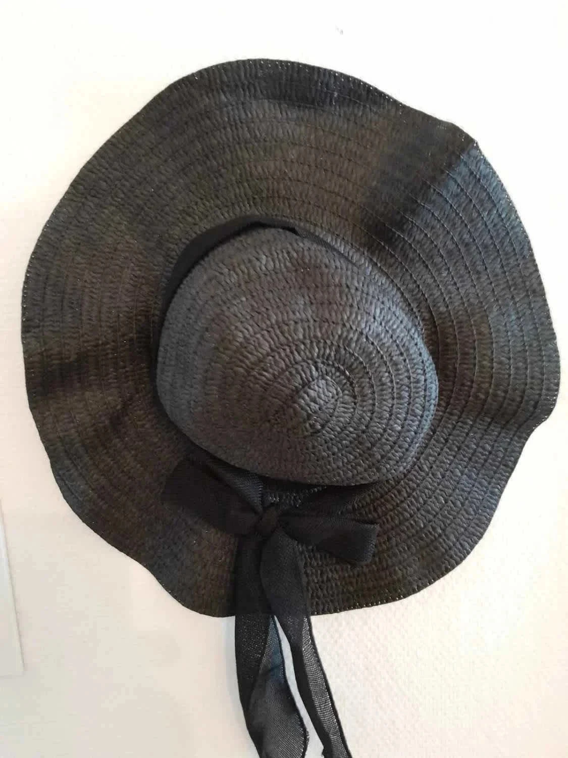 Chapeau en paille avec noeud, couleur Noir – photo 3